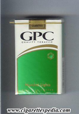 gpc design 3 quality tabacco menthol lights ks 20 s usa