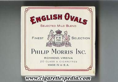 english ovals selected mild blend philip morris inc s 20 b usa