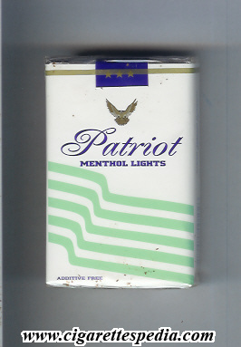 patriot american version blue patriot menthol lights ks 20 s usa