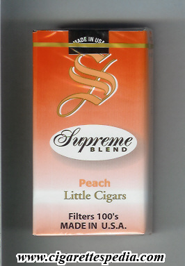 peach flavored cigarettes Supreme (american version) (design 2) (Blend Little Cigars Peach) L-20-S - USA peach flavored cigarettes Supreme (american version) (design 2) (Blend Little Cigars Peach) L-20-S - USA