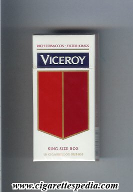 viceroy with big flag in the middle ks 10 h rich tobaccos filter argentina usa