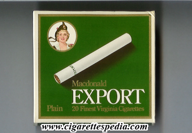 export plain finest virginia s 20 b with white cigarette green canada