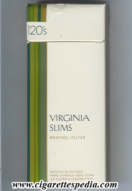 virginia slims name by two lines menthol filter sl 20 h usa