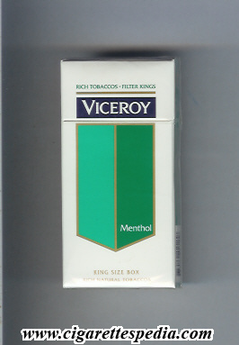 viceroy with big flag in the middle menthol ks 10 h rich natural tobaccos honduras usa