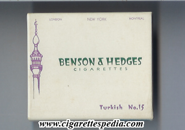benson hedges very old design turkish no 15 s 10 b white usa