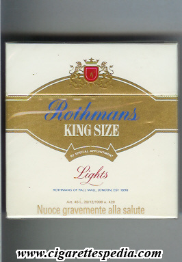 rothmans english version by special appointment lights ks 10 b italy england