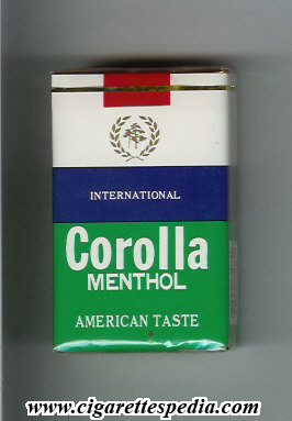 corolla international menthol american taste ks 20 s south korea