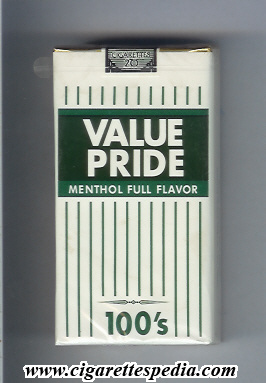 value pride menthol full flavor l 20 s usa