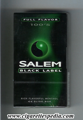 salem black label full flavor menthol l 20 h usa