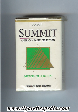 summit with square menthol lights ks 20 s usa