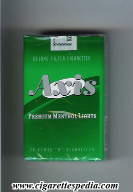 axis premium menthol lights ks 20 s usa brazil