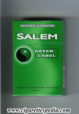 salem green label ultra lights menthol ks 20 h usa