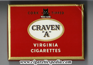 craven a virginia cigarettes corp tipped s 25 b red white with a cat england