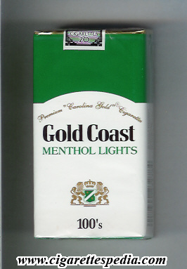 gold coast american version premium carolina gold cigarettes menthol lights l 20 s usa