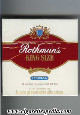 rothmans english version by special appointment special ks 10 b italy england