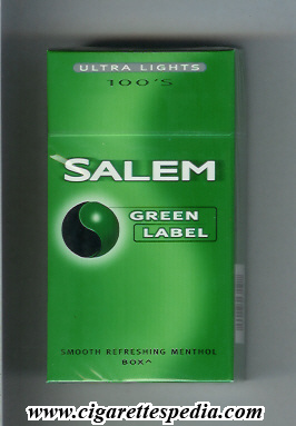 salem green label ultra lights menthol l 20 h usa