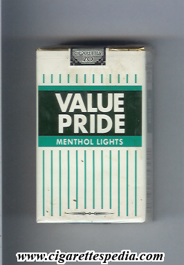 value pride menthol lights ks 20 s usa
