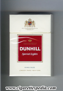 dunhill english version special lights ks 20 h white red england