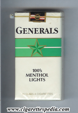 generals menthol lights l 20 s usa