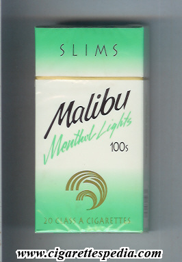 malibu american version diagonal name diagonal characteristics menthol lights slims l 20 h usa
