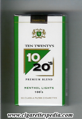 10 20 s ten twenty s premium blend menthol lights l 20 s usa india