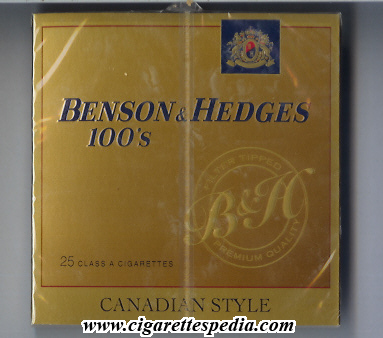 benson hedges canadian style filter tipped premium quality l 25 b canada usa