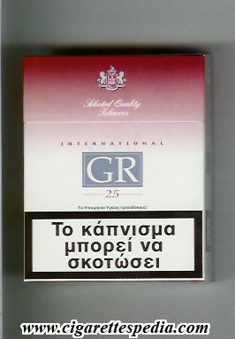 gr international selected quality tobaccos ks 25 h white red greece