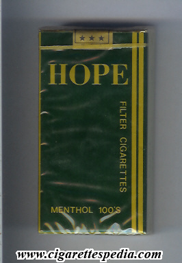 Hope (american version) (Menthol) L-20-S - USA - Cigarettes Pedia