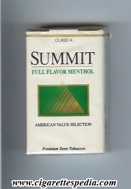 summit with rectangle full flavor menthol ks 20 s usa