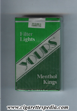 yours r lights menthol ks 20 s green silver dark green usa