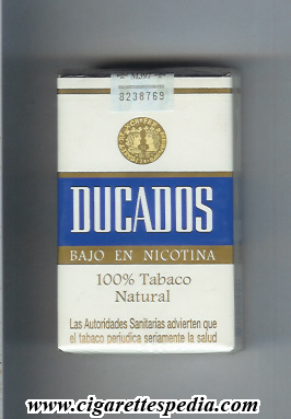 ducados 100 tabaco natural bajo en nicotina ks 20 s white blue gold spain