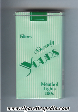 yours sincerely menthol lights l 20 s usa
