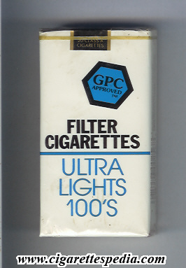 gpc design 1 approved filter cigarettes ultra lights l 20 s usa