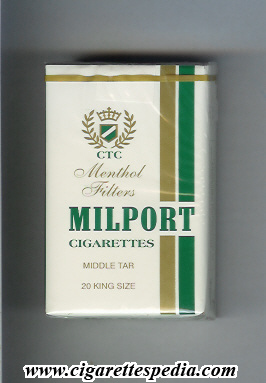 milport menthol ks 20 s new design white green gold belize