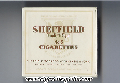 sheffield english type no 5 cigarettes mild and delectable s 20 b usa