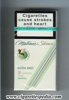 matinee with horse from the left mildness since 1913 slims extra mild menthol l 20 h canada