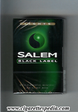 salem black label lights menthol ks 20 h usa