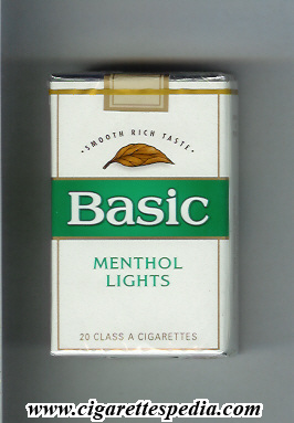 basic design 3 smooth rich taste menthol lights ks 20 s usa