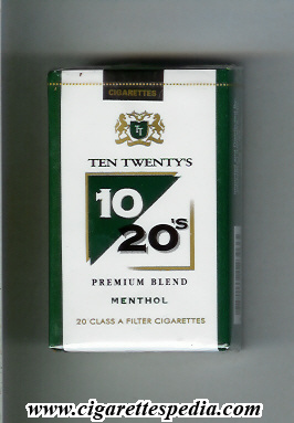10 20 s ten twenty s premium blend menthol ks 20 s usa india