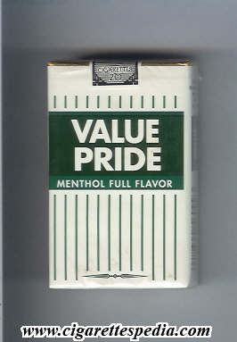 value pride menthol full flavor ks 20 s usa
