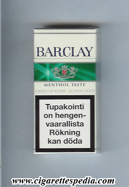 barclay blue barclay menthol taste american blend actron filter ks 10 h finland usa