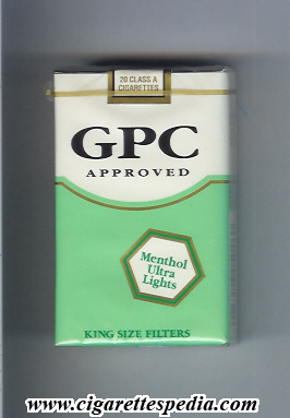 gpc design 2 approved menthol ultra lights ks 20 s usa