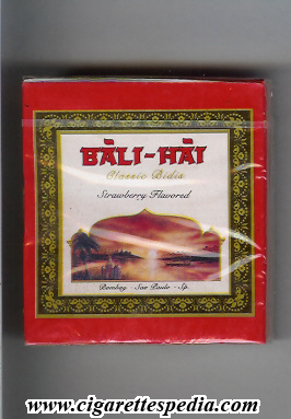 bali hai classic bidis strawberry flavored ks 20 b india