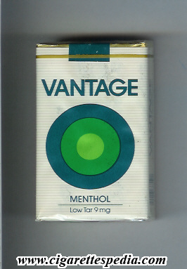 vantage old design menthol menthol in the middle from below ks 20 s dark green big ring usa