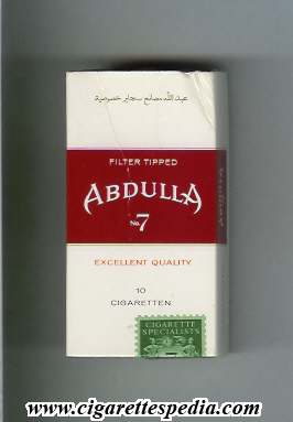 abdulla no 7 filter tipped excellent quality ks 10 h white red germany