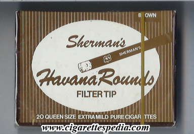 sherman s havana rounds filter tip brown s 20 b usa