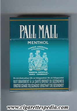 pall mall american version famous american cigarettes menthol ks 25 h belgium usa