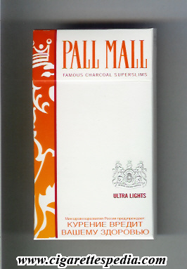 pall mall american version famous charcoal superslims ultra lights l 20 h russia usa