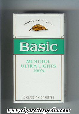 basic design 3 smooth rich taste menthol ultra lights l 20 h usa