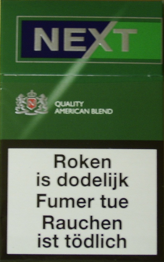 Next (design 2) (Quality American Blend) (Menthol) KS-19-H (blue and green) - Switzerland, Germany and Belgium - Cigarettes Pedia